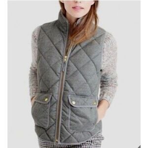 J. Crew Puffer Vest Ladies Sz S Quilted Grey Full Zip Pockets Outdoor